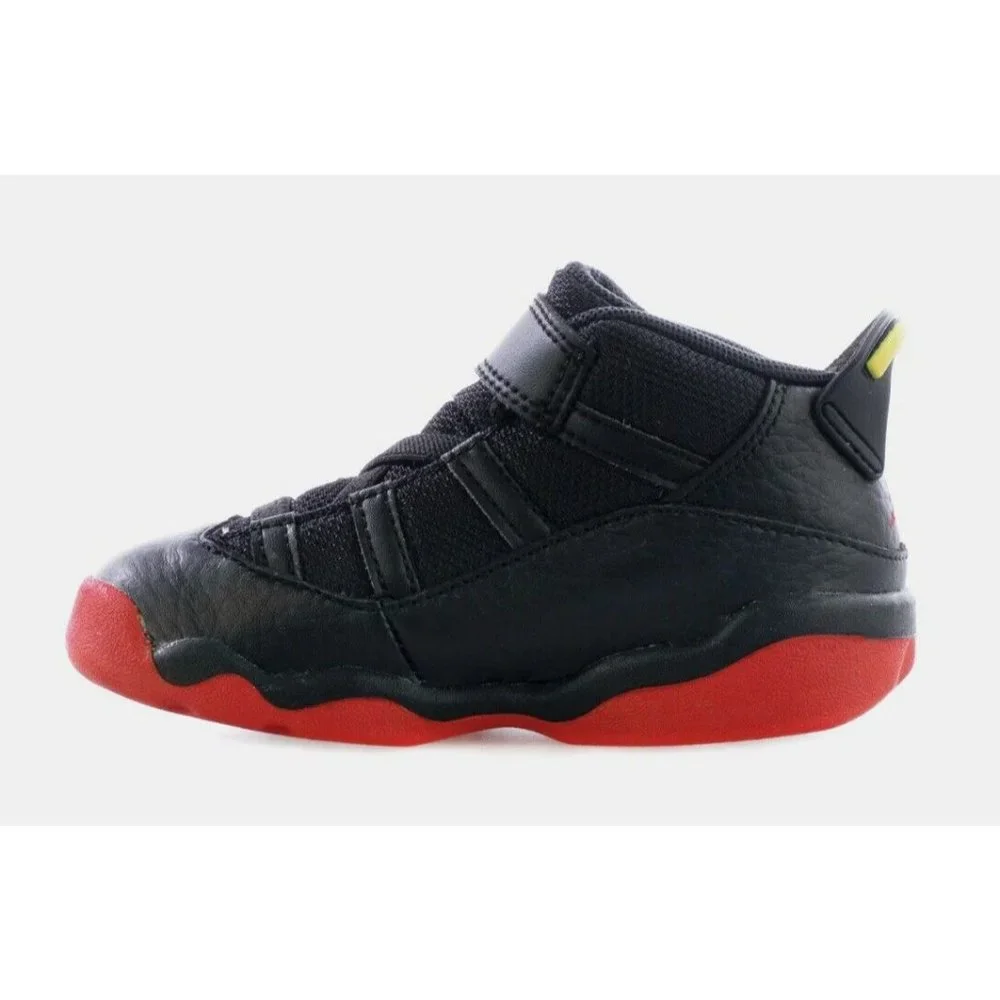 Nike Air Jordan 6 Rings Sneakers Black University Red 323420-063 Toddler Size 6C